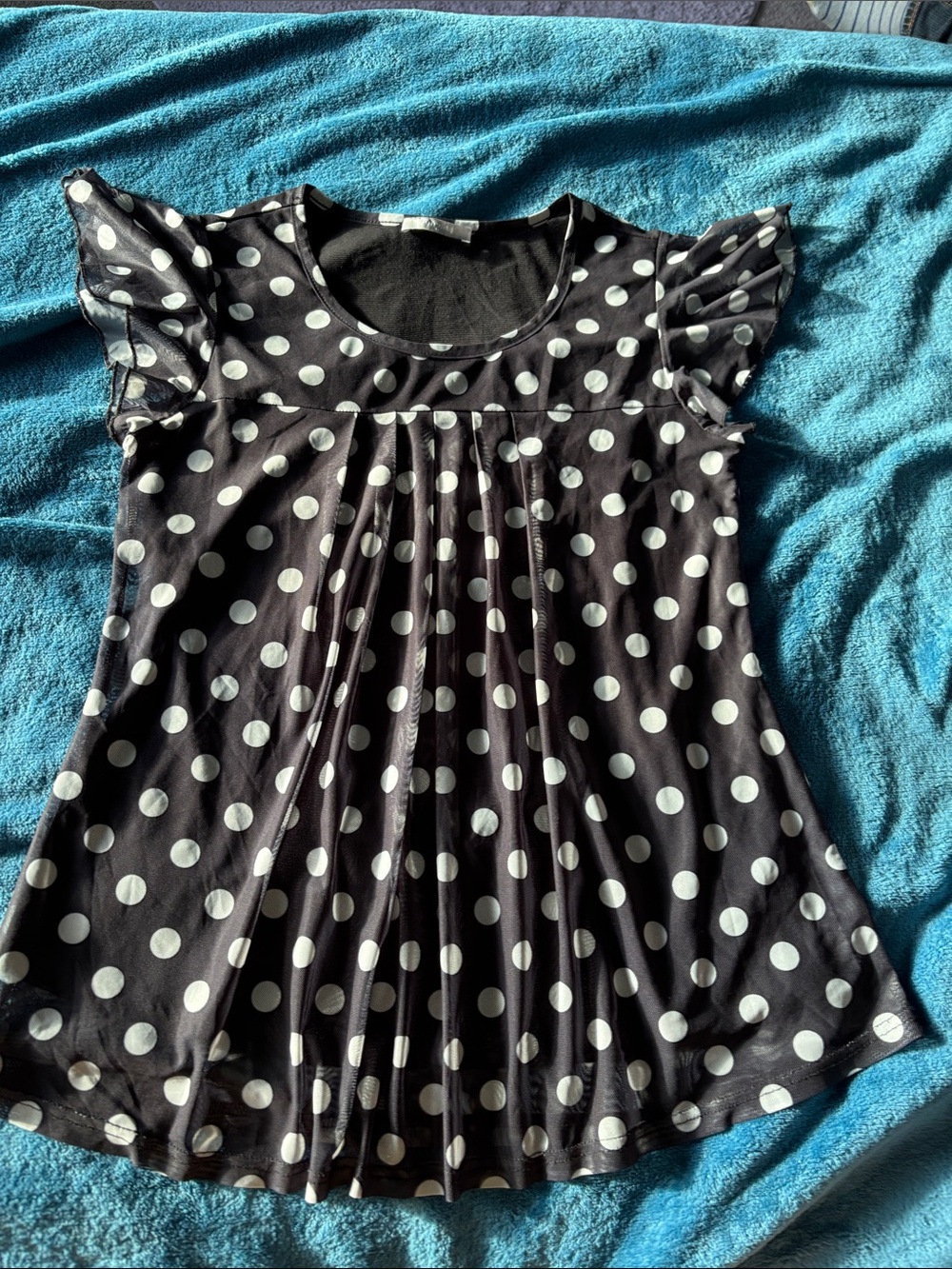 Women’s Black Polka Dot Camisole with Flutter Sleeves